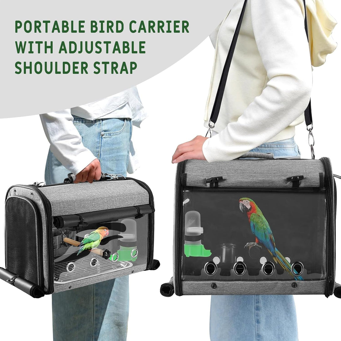 Sanmoncare Bird Carrier Bag Cockatiel Travel Cage with Stand