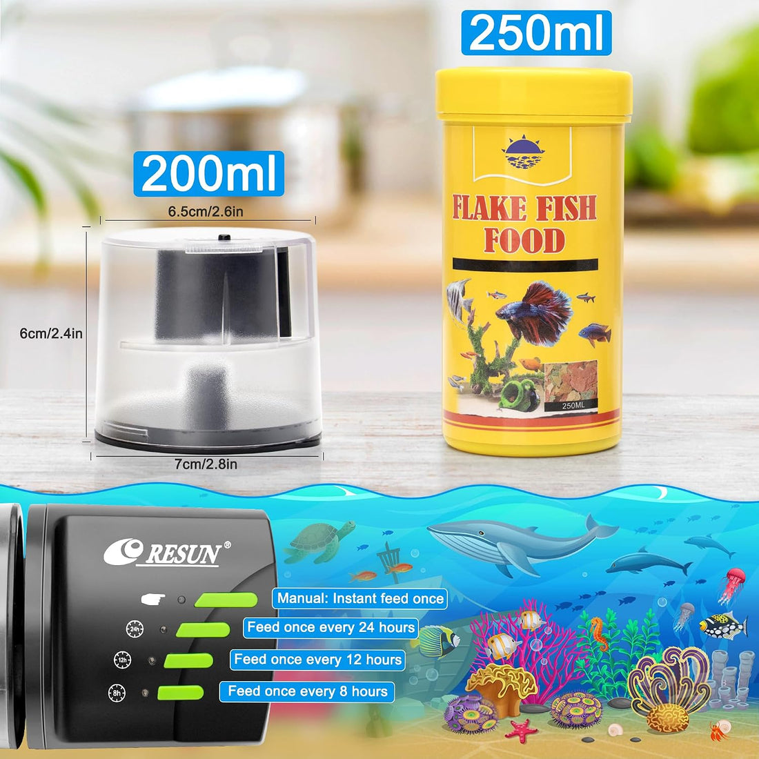 Ycozy Automatic Fish Feeder for Aquarium Auto Food Dispenser