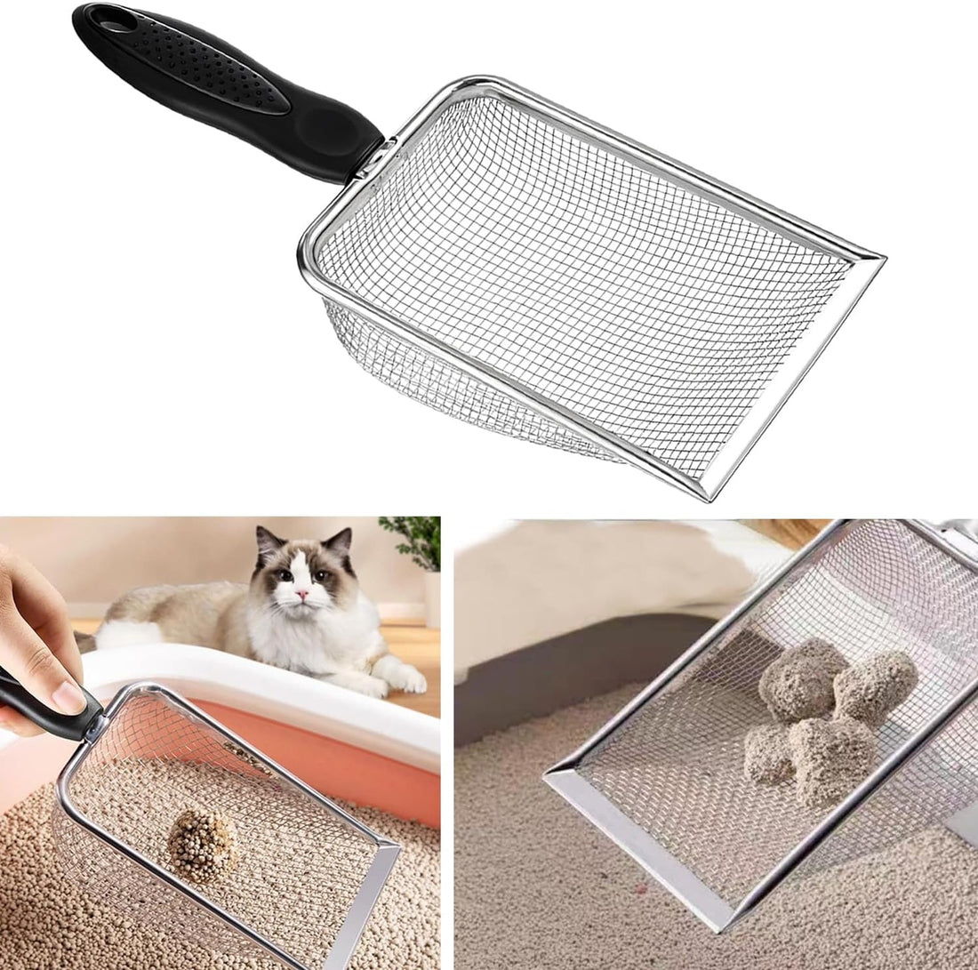 itPlus Cat Litter Scoop, Stainless Steel Cats Sturdy Mesh Scooper