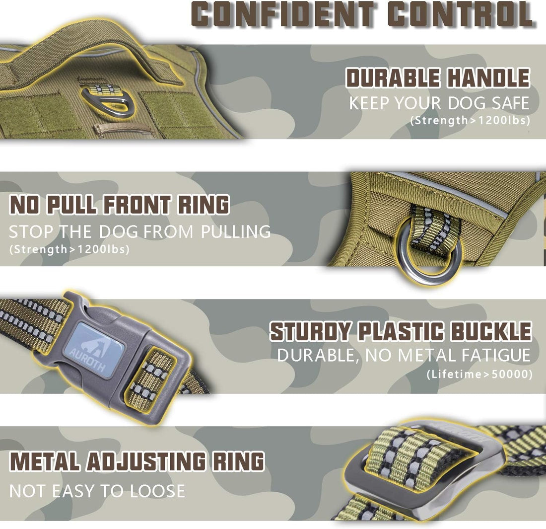 Auroth Tactical Dog Harness for Large Dogs No Pull Adjustable Pet