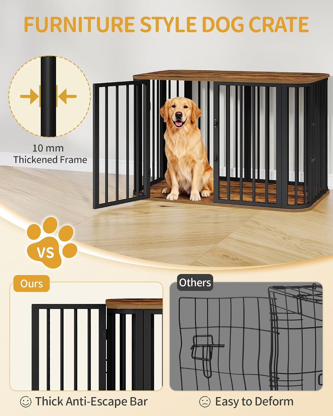 Hzuaneri 39.4 in L Dog Crate Furniture