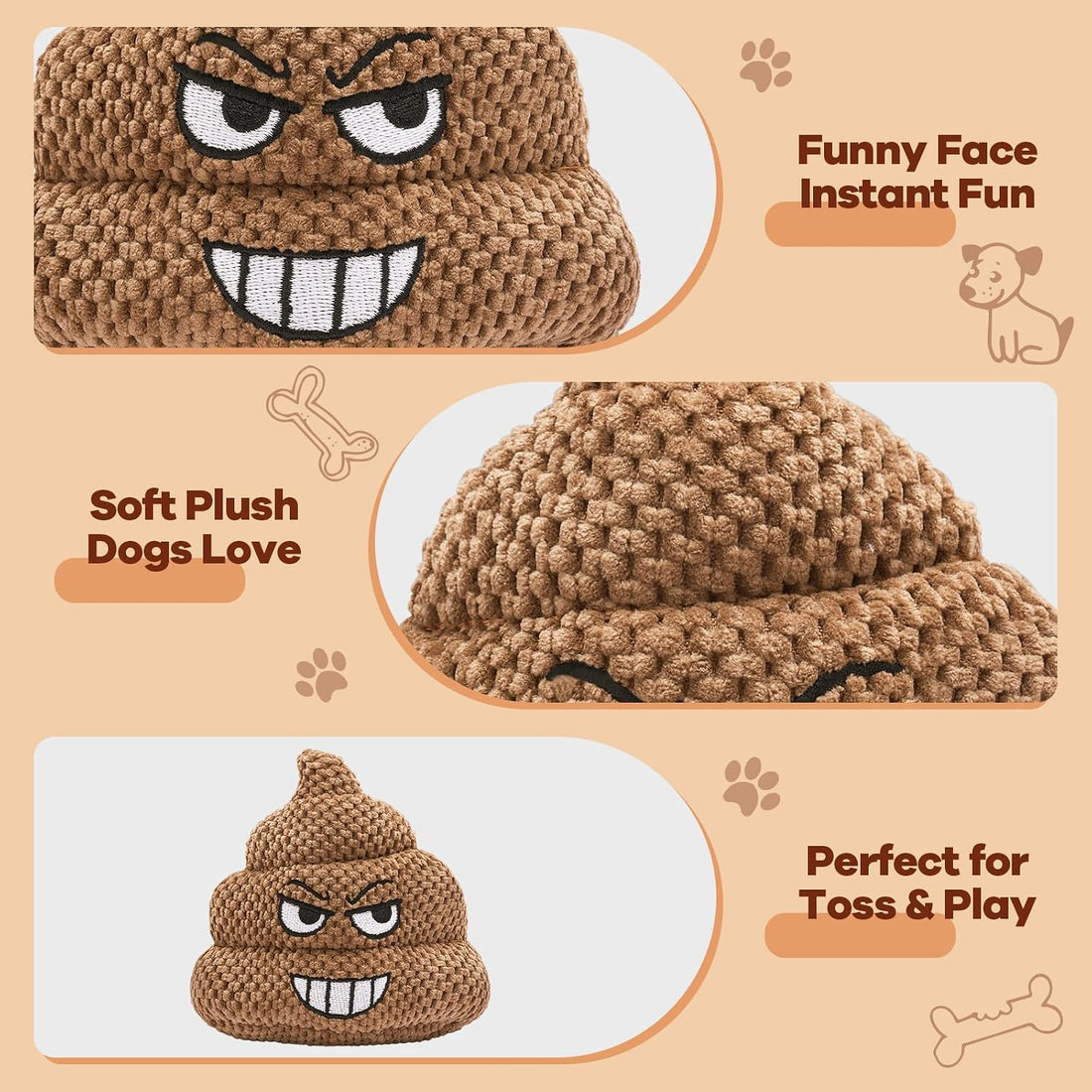 Farting Dog Toys, Funny Poop Plush Dog Toy with Motion-Activated Fart