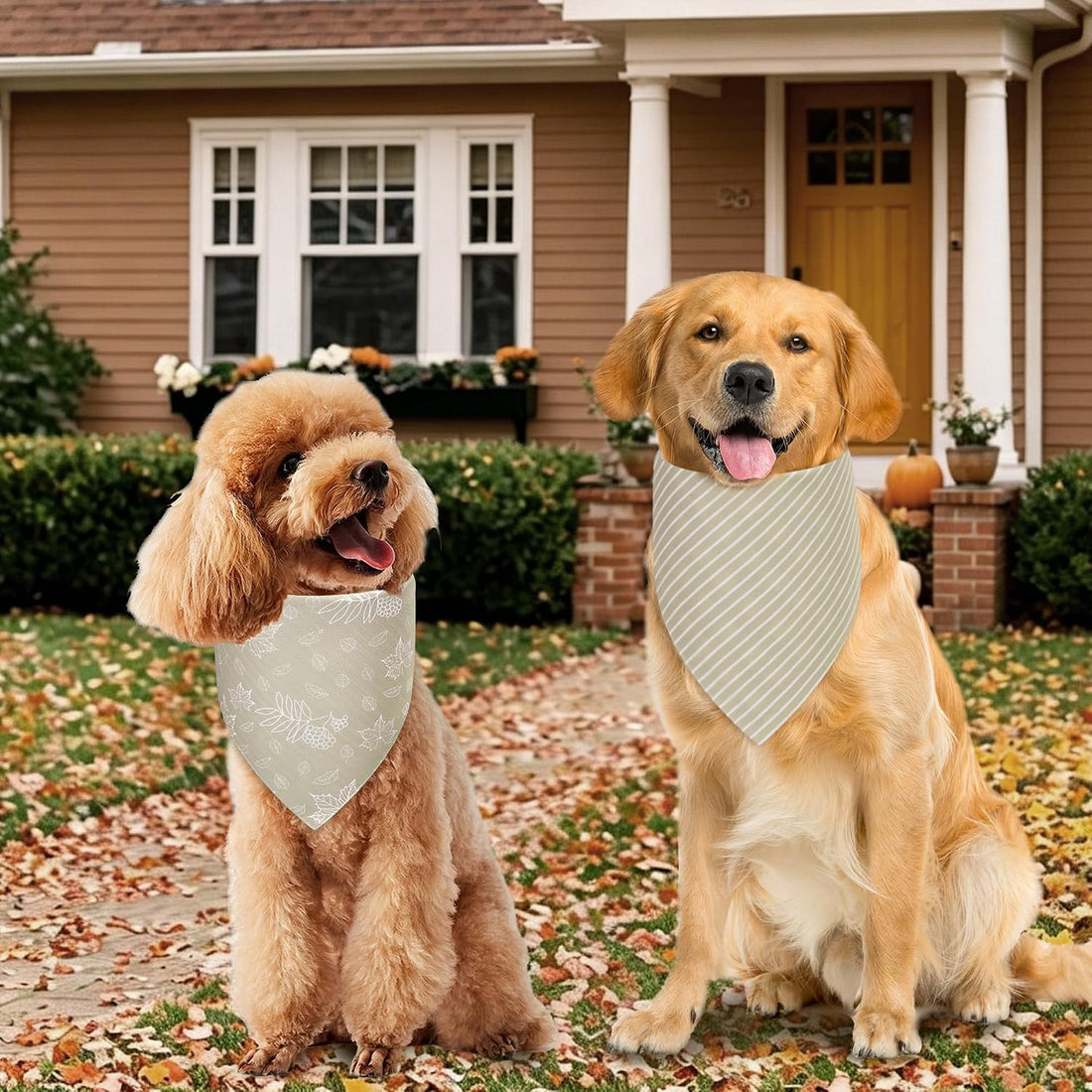 Fall Dog Bandanas Large 3PCS, 6 Pattern Scarf for Boy and Girl