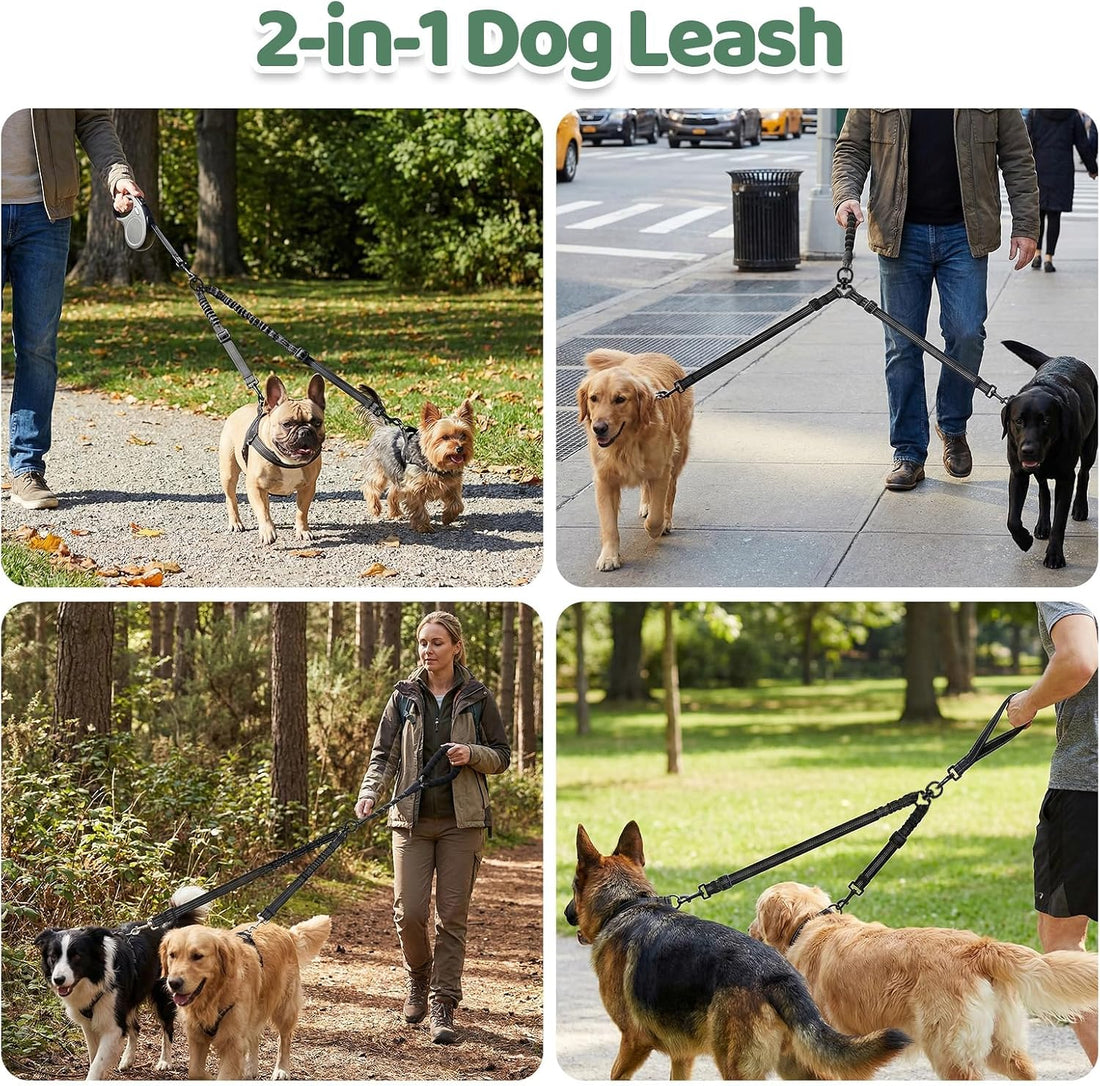 LEOSASA Double Dog Leash for 2 Dogs