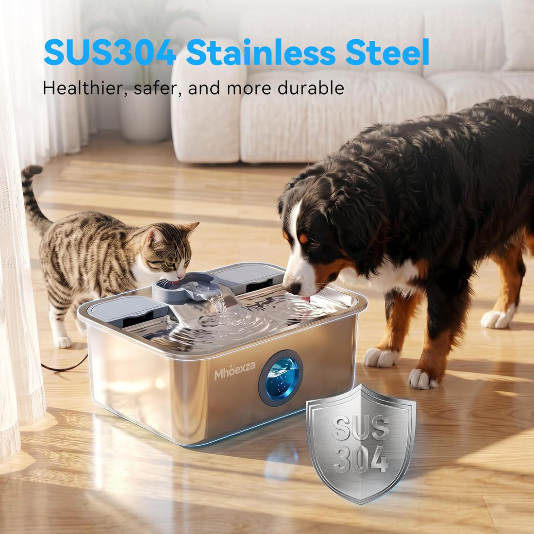 16L/541oz Stainless Dog Water Fountain with Dual‑Set Multi‑Layer