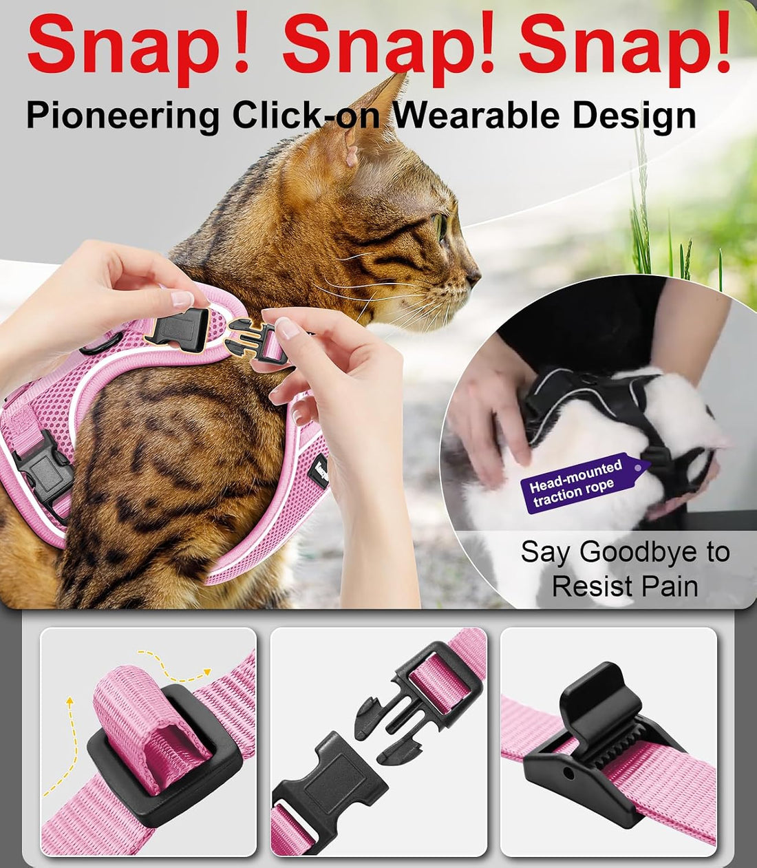Cat Harness and Leash for Walking Escape Proof Soft Adjustable Cat
