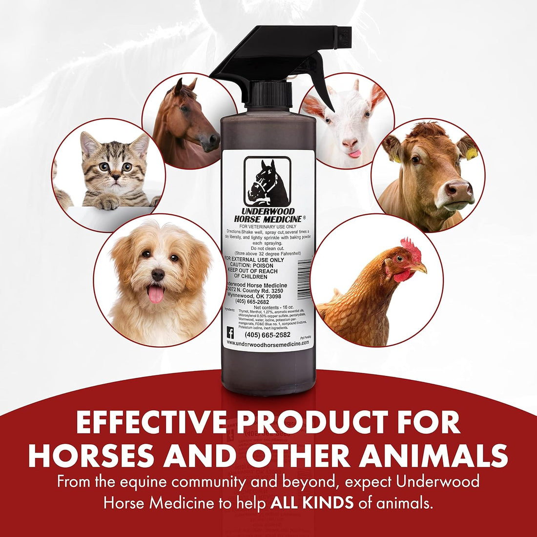 Horse Wound Spray Refill Bottle with Trigger, 16 oz