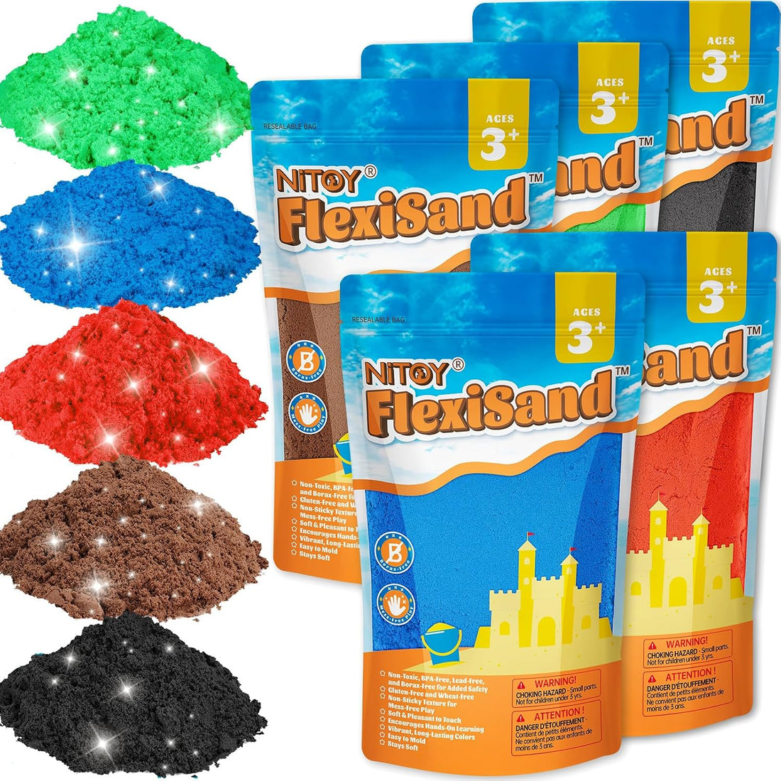NiToy FlexiSand 11lbs Toy Sand Self-Sticking Non-Toxic Moldable