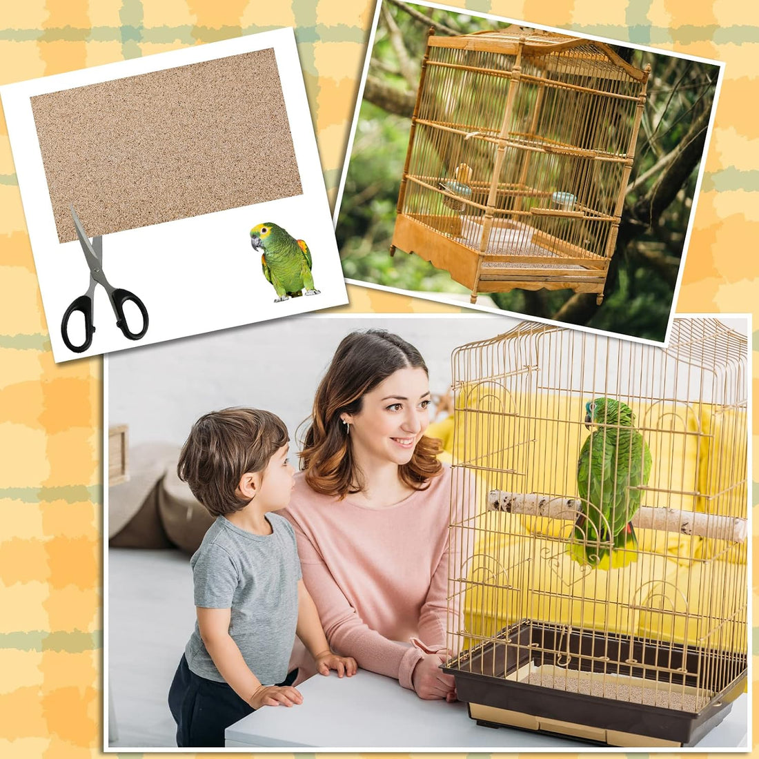Fabbay 100 Pcs Gravel Paper for Bird Cage Gravel Liner Paper Pet