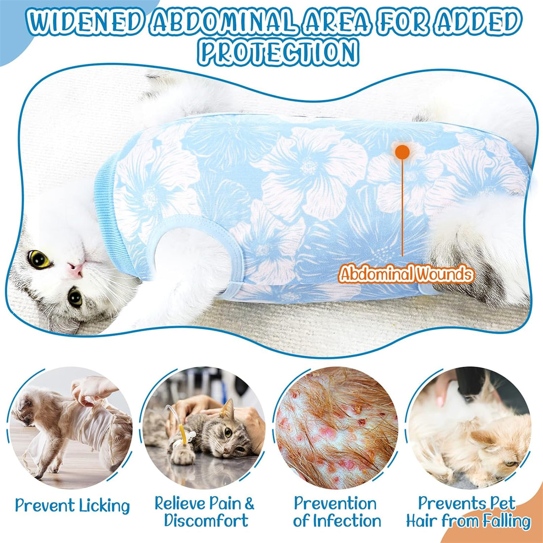 SlowTon Cat Recovery Suit, Cat Onesie for Cats After Surgery, FLBL S