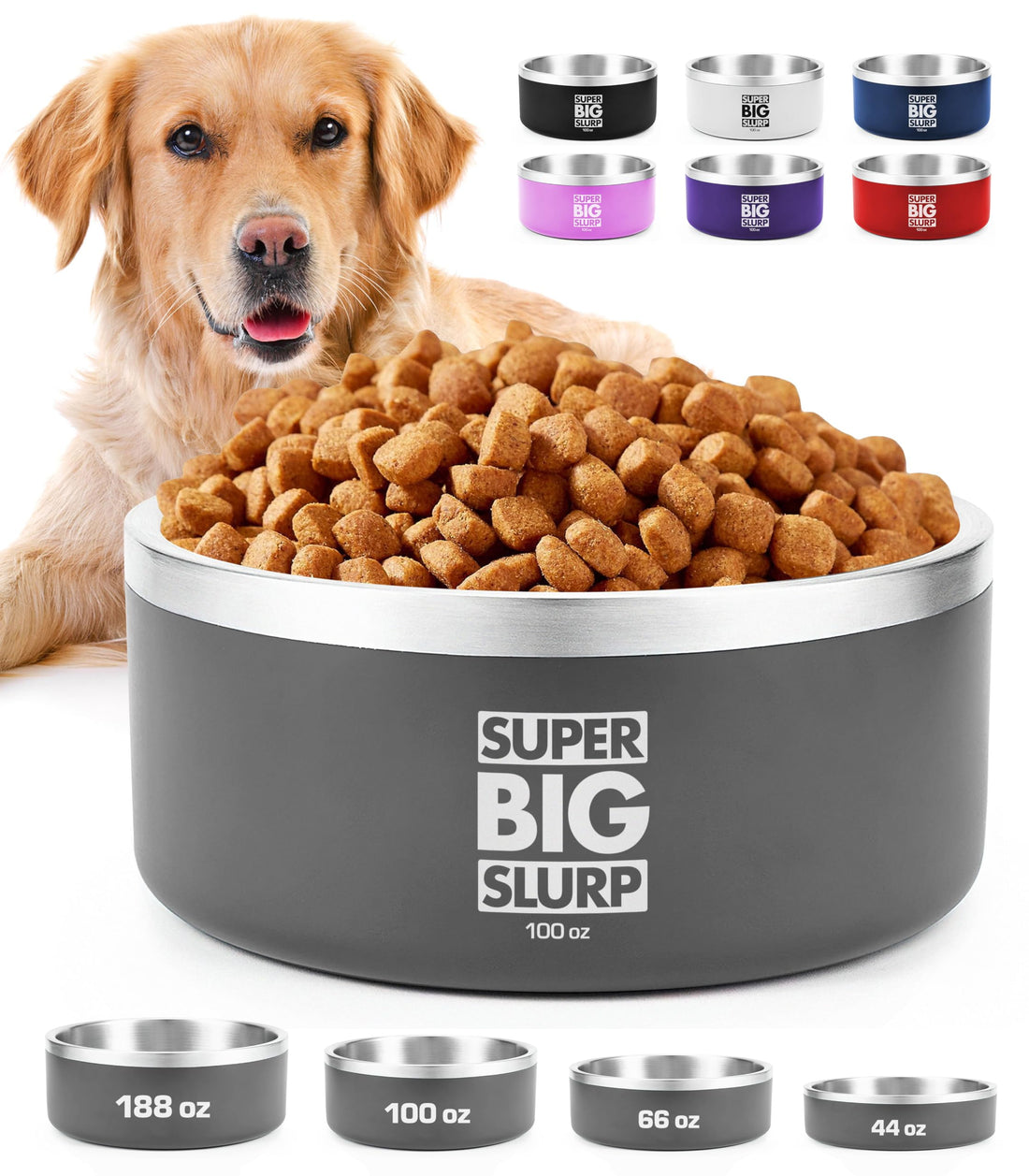 Tuff Pupper 100 oz Heavy Duty Insulated Stainless Steel Dog Bowl