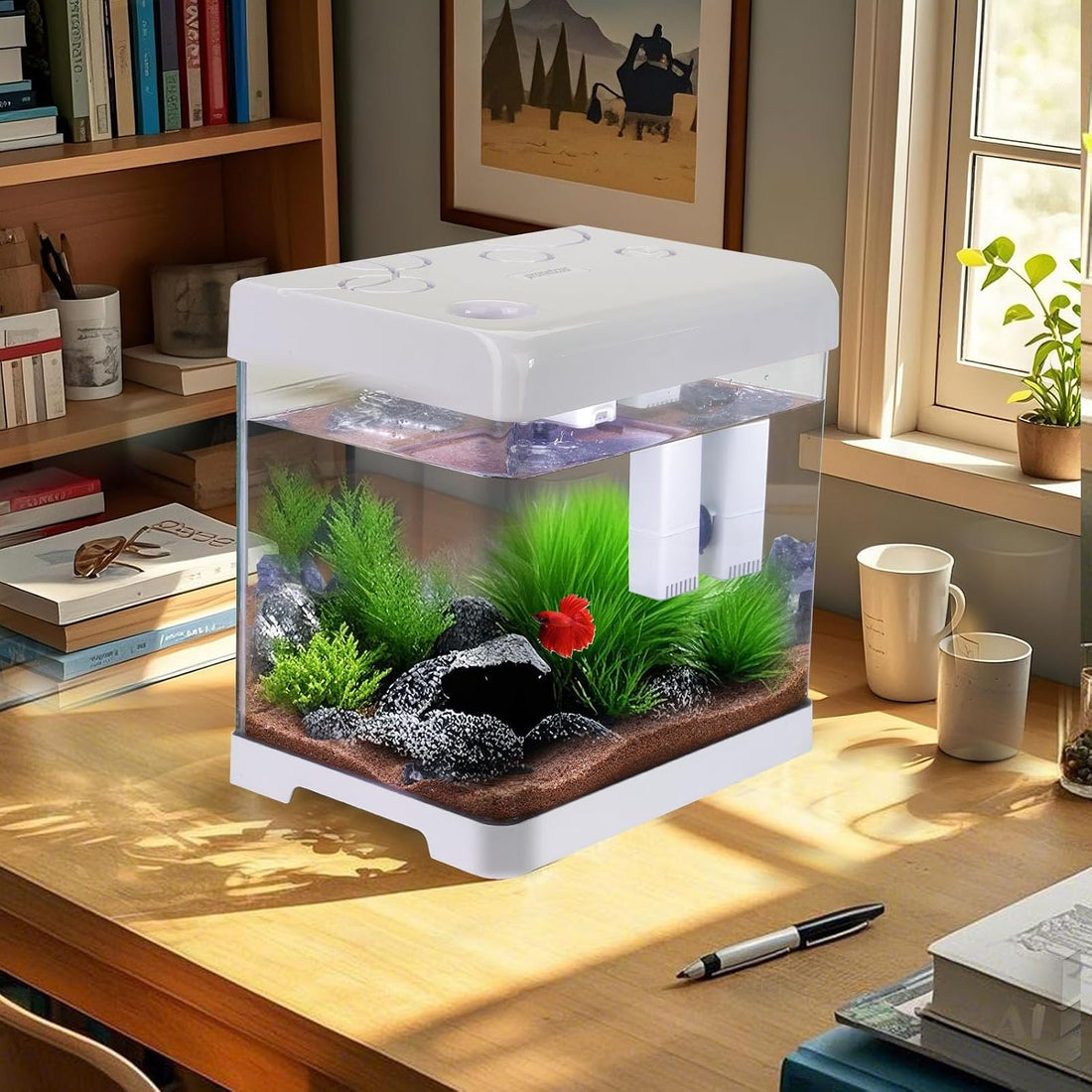 Pronetcus Betta Fish Tank, 2 Gallon Glass Aquarium Starter Kit