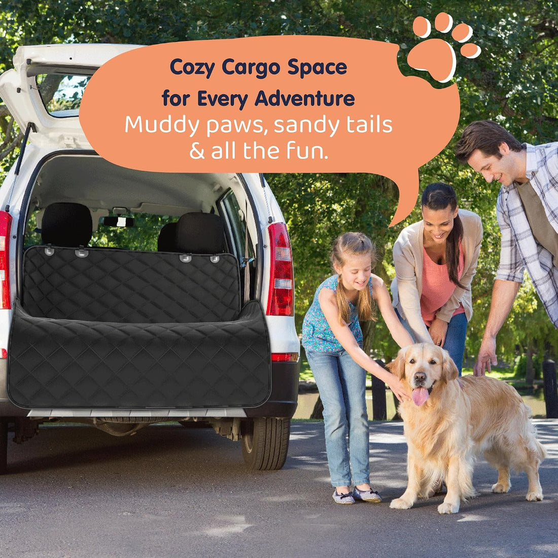 Petloox Dog Car Seat Cover for Back Seat, Waterproof Hammock for Car