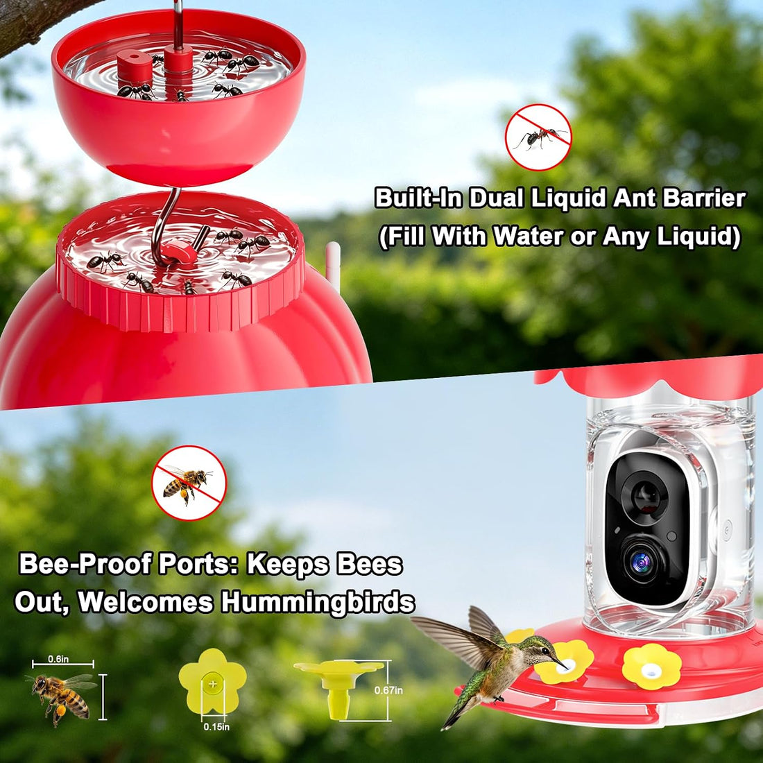 Hummingbird Feeder with Camera,2K FHD Live View & Auto Capture Bird