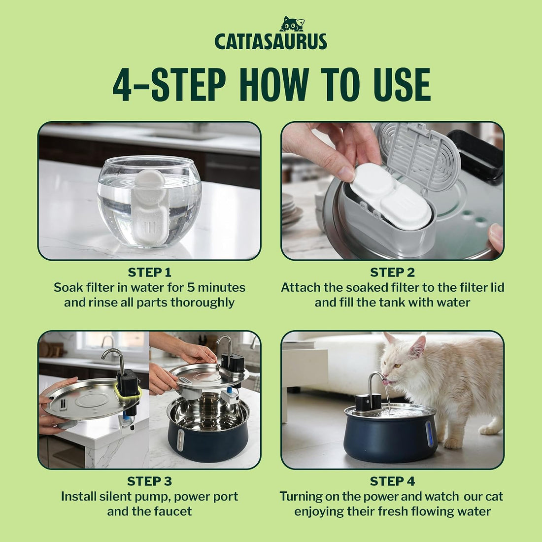 Cattasaurus 135oz Wireless Cat Water Fountain