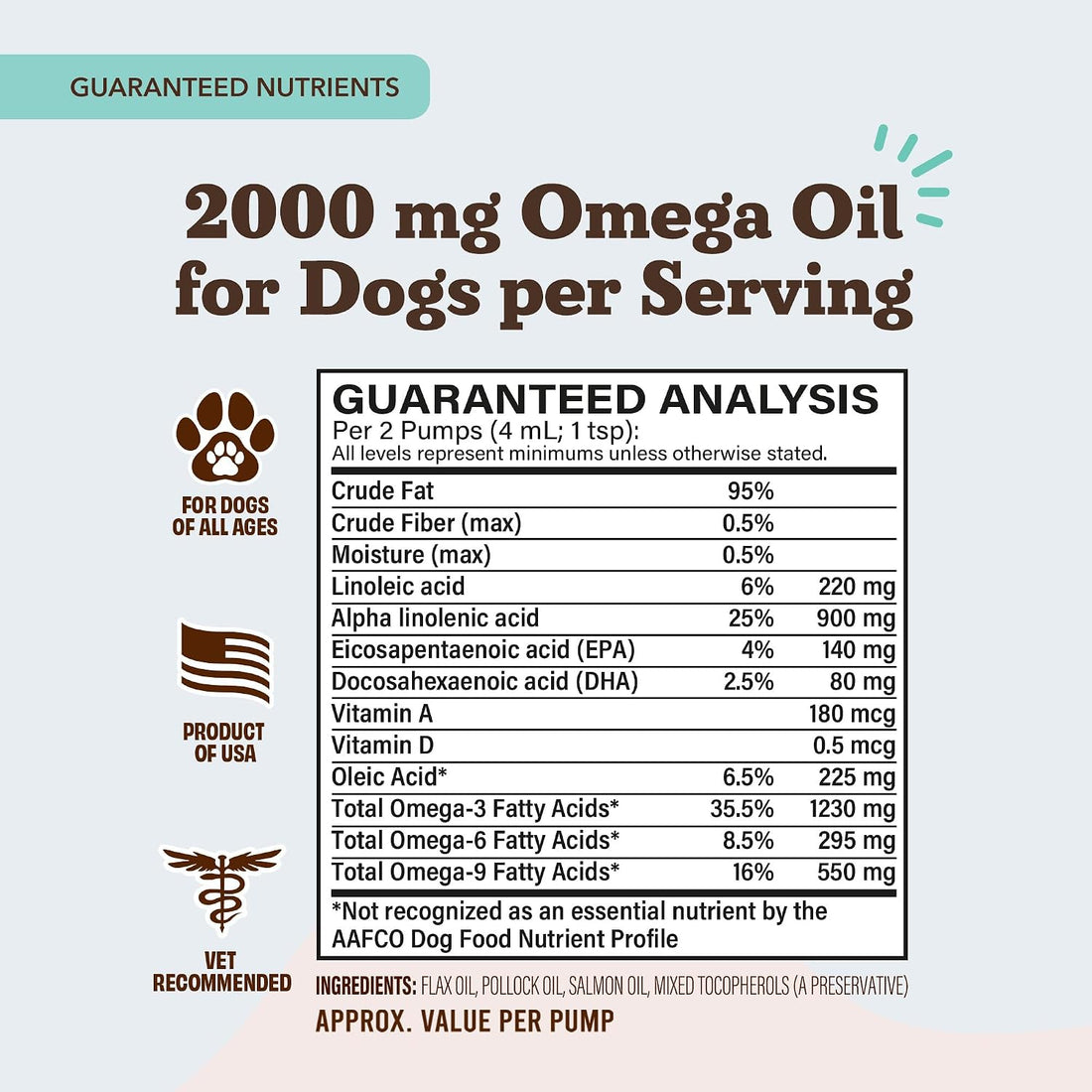 Natural Dog Company Ultra Omega Oil for Dogs a 2000 MG Omega 3, 6