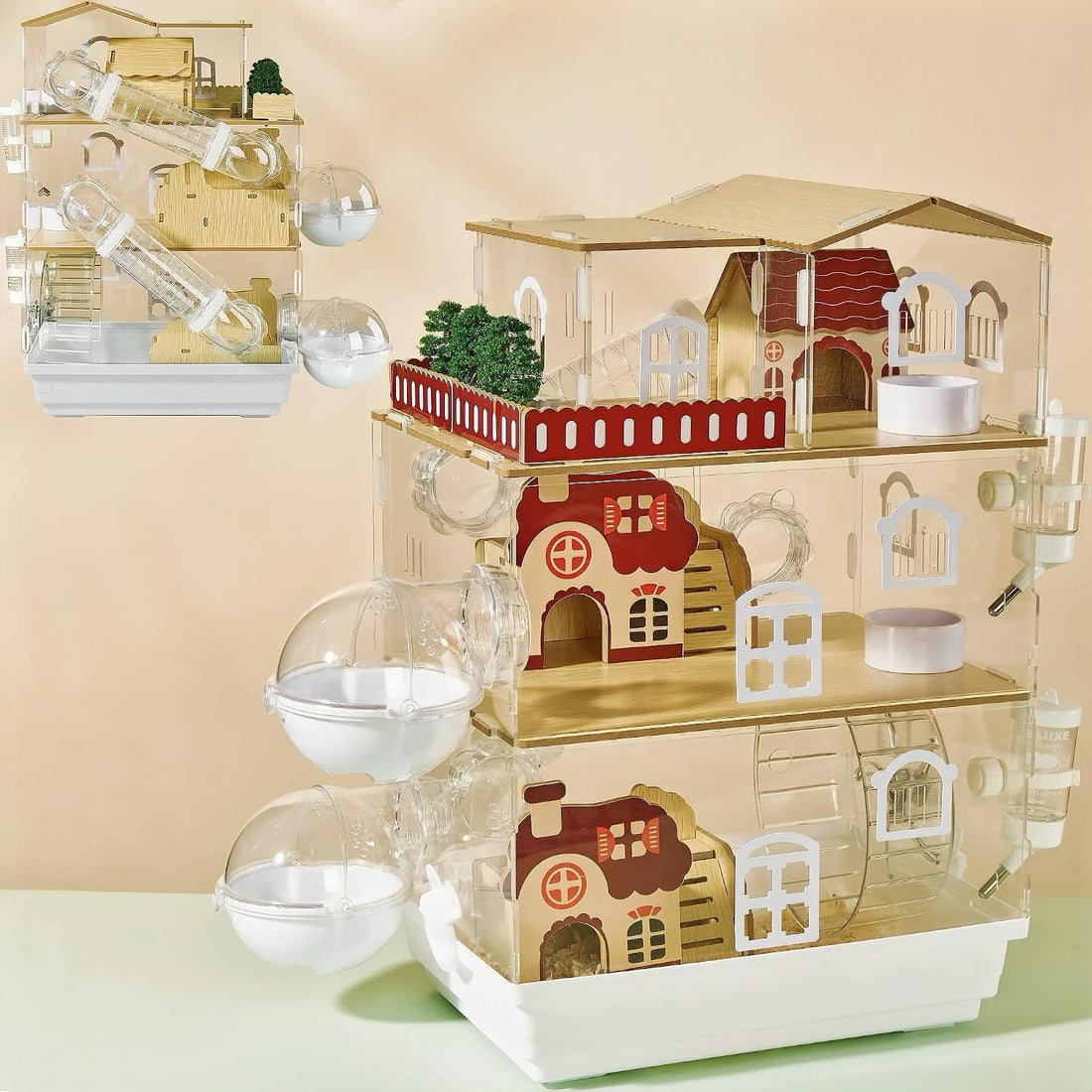 17 in 1 Clear Acrylic Hamster Cage with All Accessories,13.5''L*