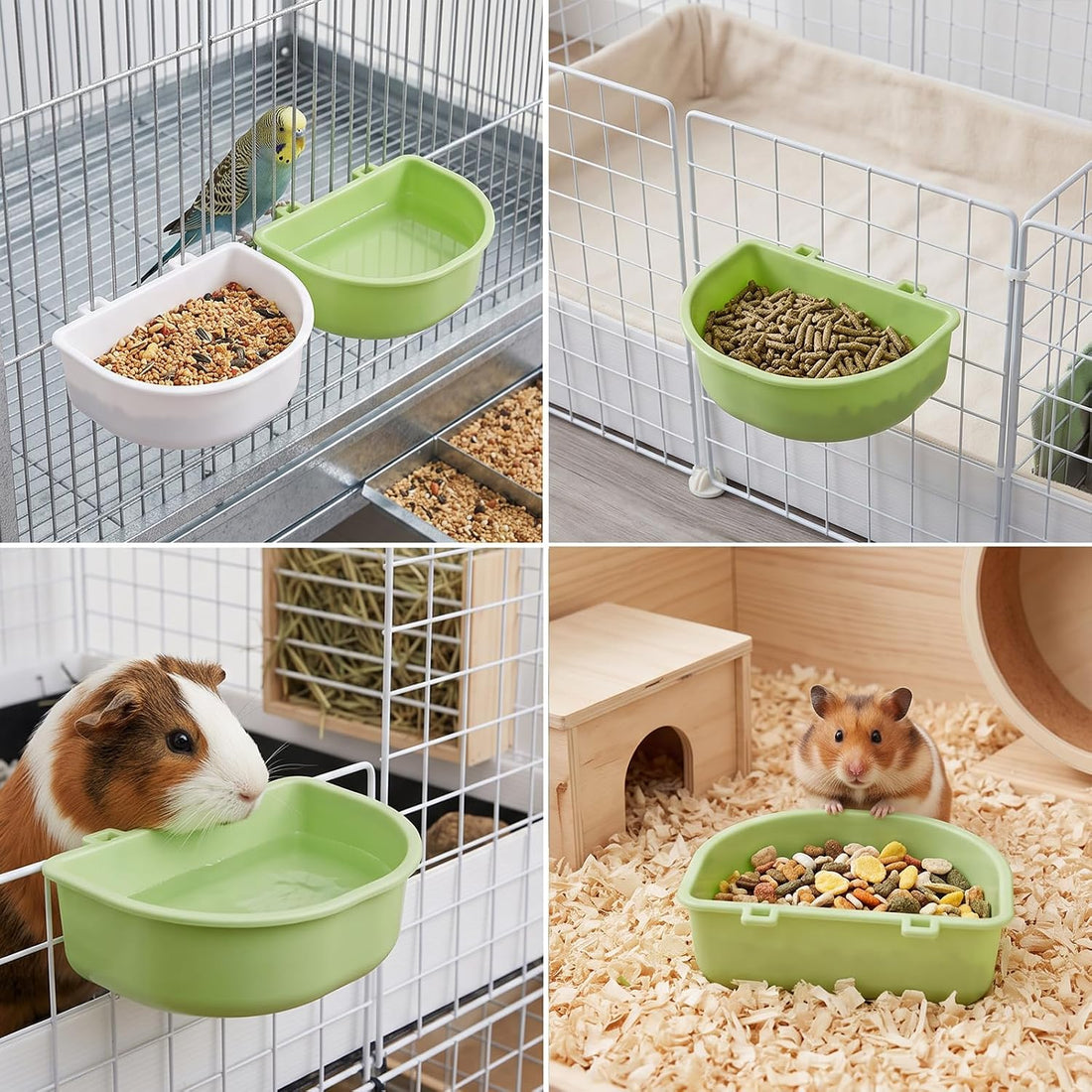 2PCS Pet Carrier Feeder, Hanging Pet Bowl Plastic Cage Cups