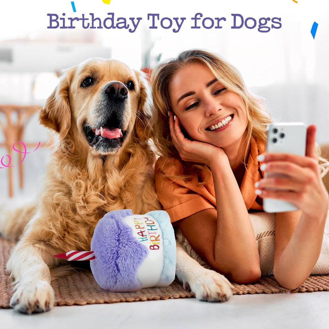 Fuzzwoof Dog Happy Birthday Cake Toy with Crinkle