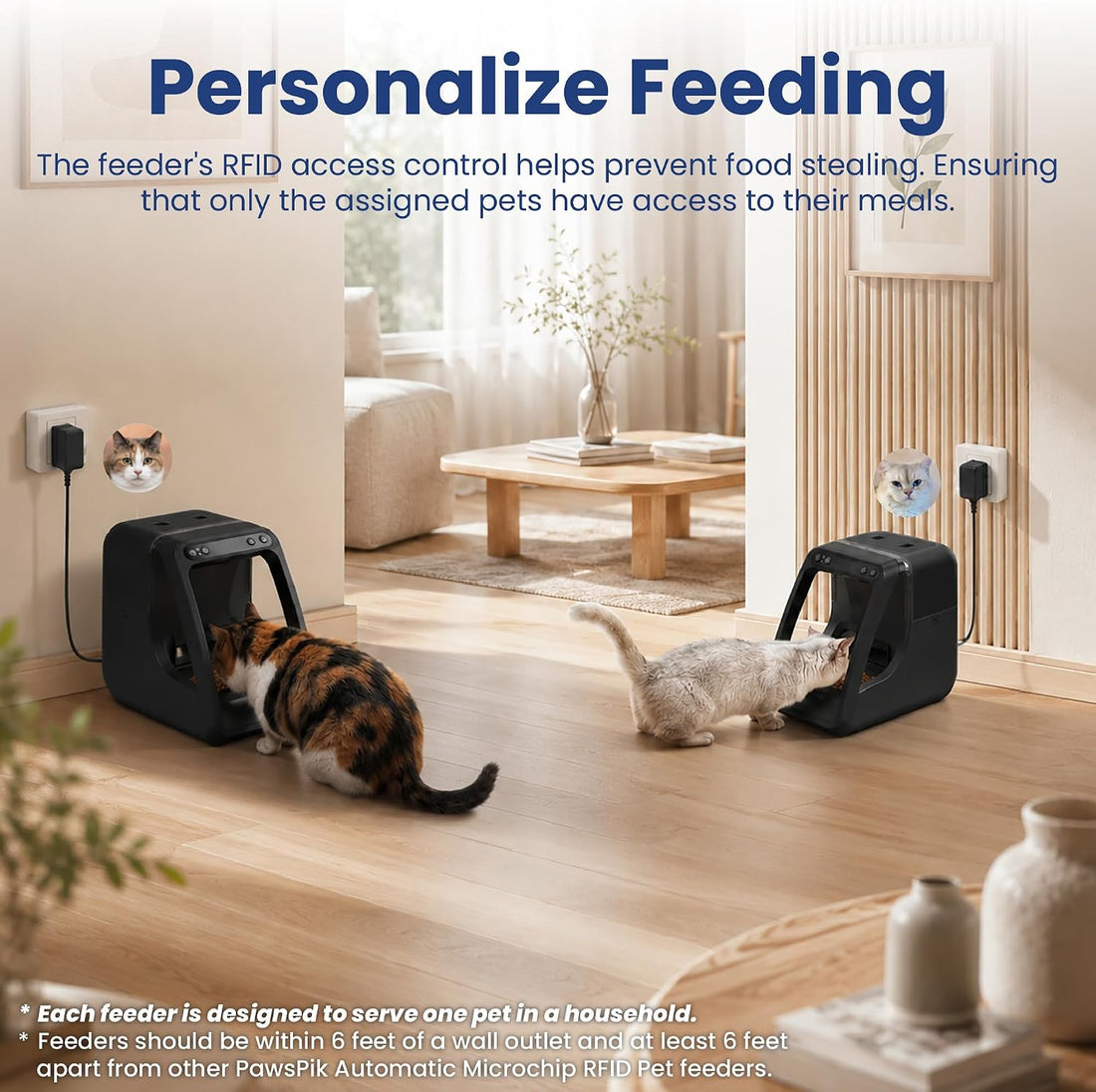 PawsPik Automatic Microchip RFID Cat Feeder, 16-Cup, Black