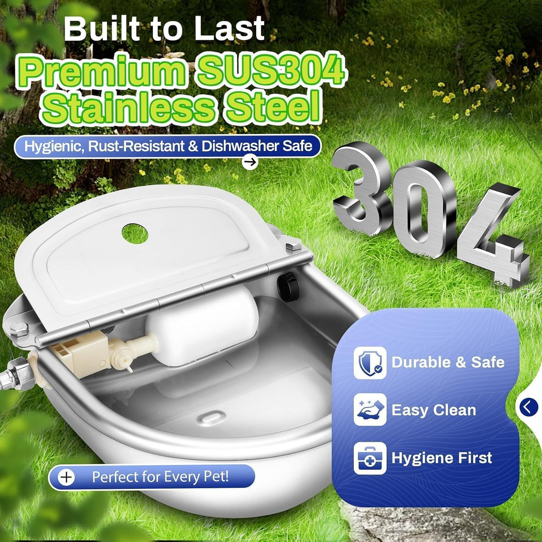 Ademon Automatic Animal Drinking Water Bowl with Float Valve