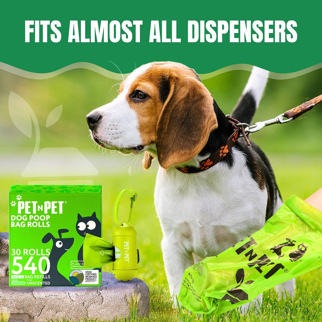 Pet N Pet Dog Poop Bags Rolls, 540 Count, Plant Based, Unscented