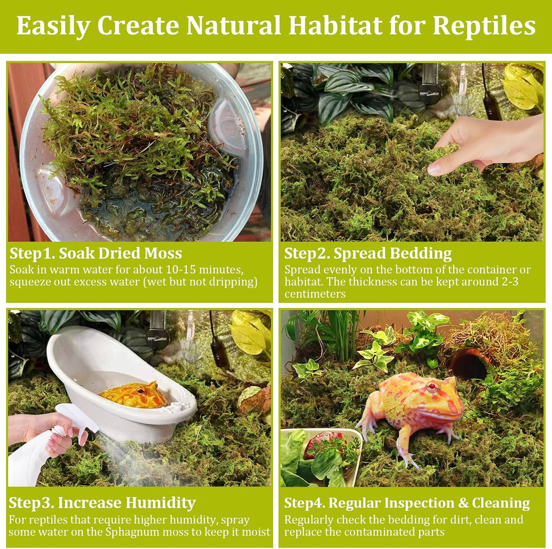 Legigo 14OZ Natural Sphagnum Moss for Reptile Terrarium Substrate