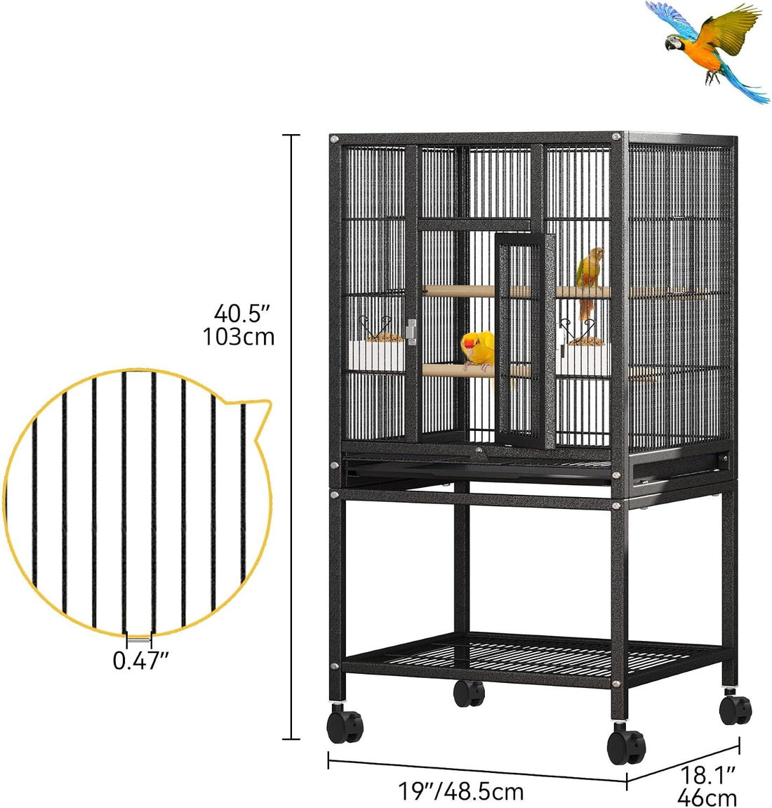 DWVO 41-inch Metal Bird Cage