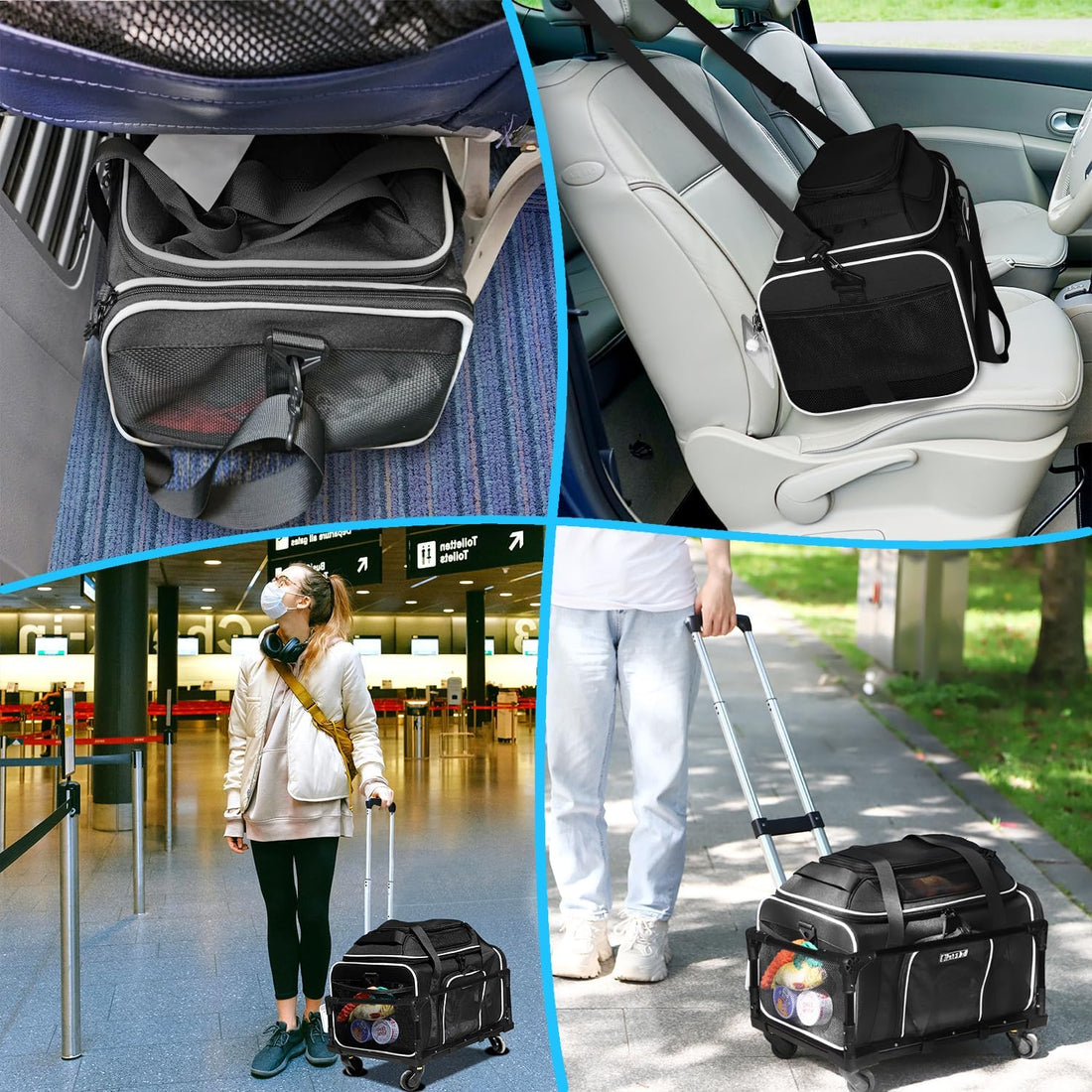 Petskd Top-Expandable Small Pet Carrier with Wheels Airline Approved