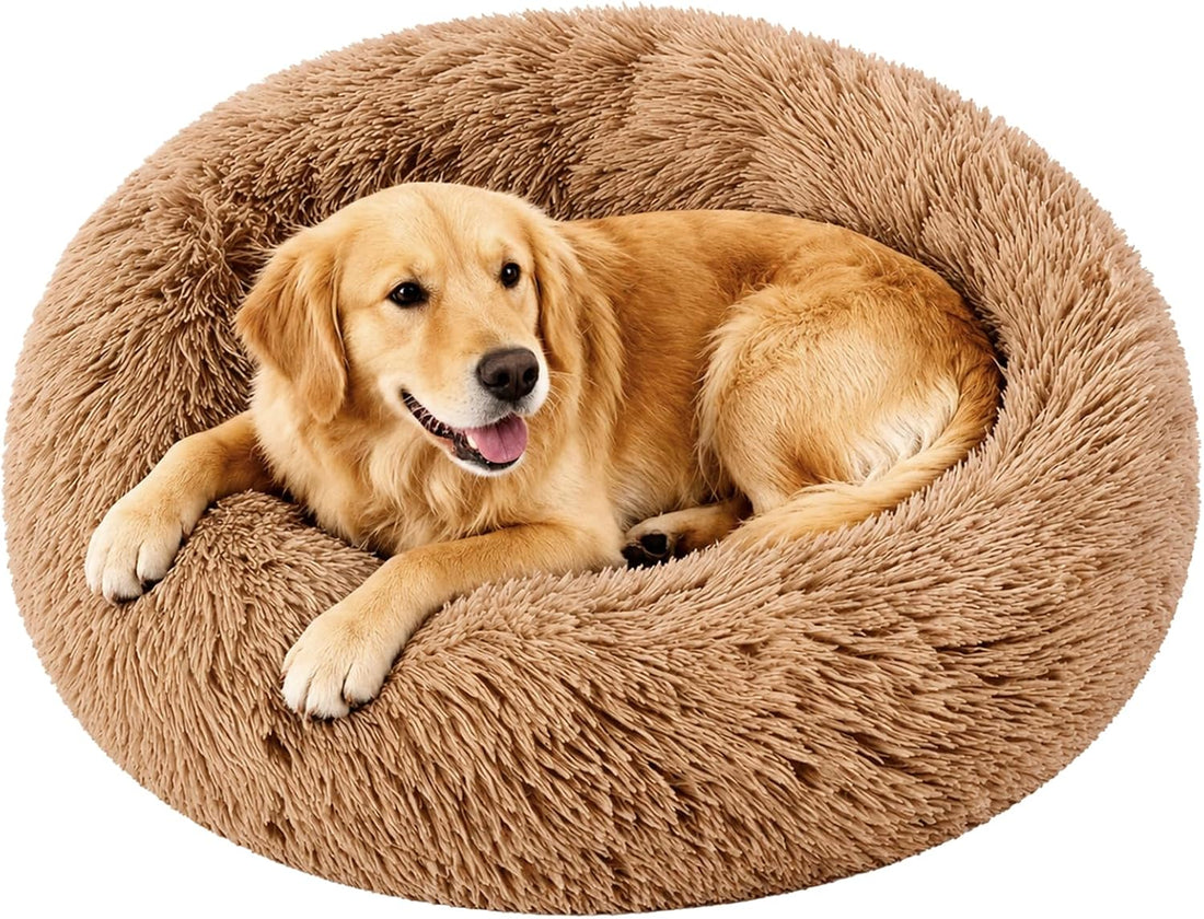Medium Dog Bed, Washable Plush Donut Dog Bed, 28 Inch