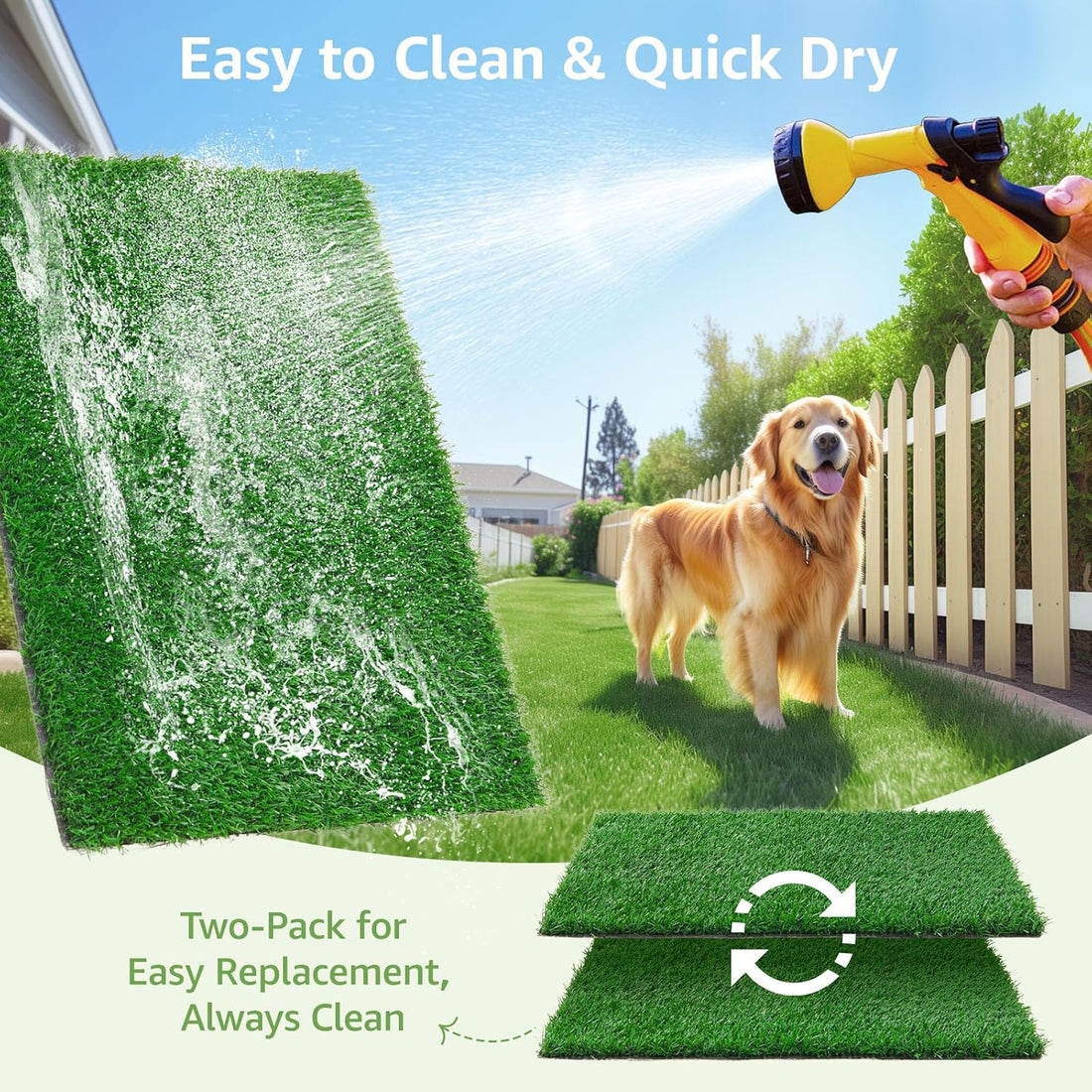 LOOBANI Dog Grass Pee Pads, 2 Pack Artificial Grass for Potty Tray