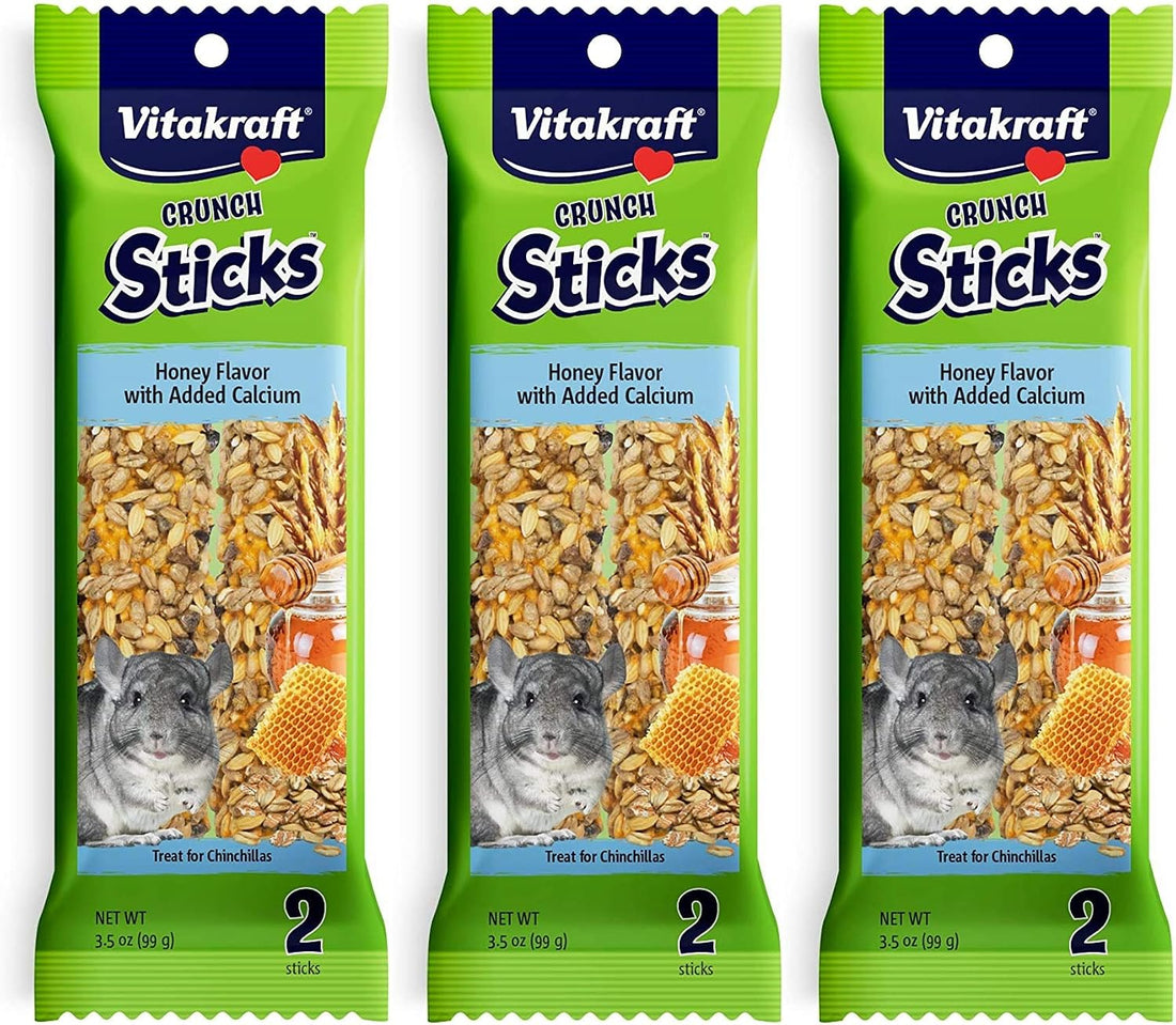 Vitakraft 3 Pack of Honey Flavor with Added Calcium Crunch Sticks