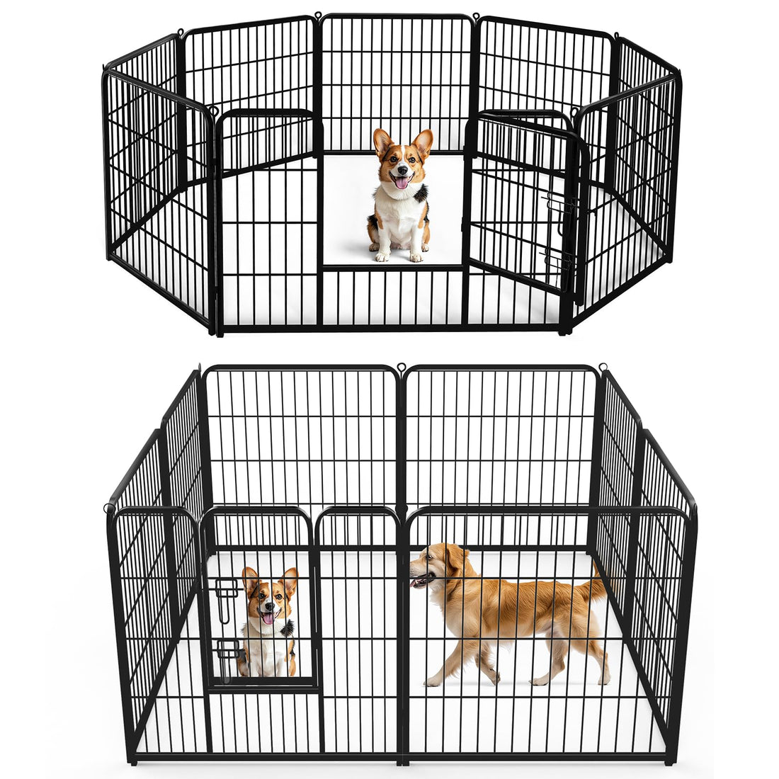 DUMOS Dog Playpen Indoor, Metal 32 Inch 8 Panels Foldable Pet Fence