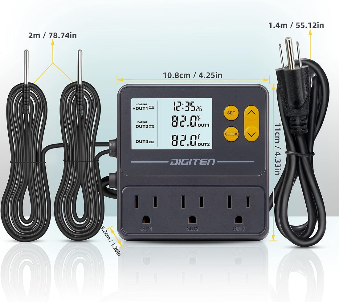 DIGITEN Day-Night Reptile Temperature Controller with Timer