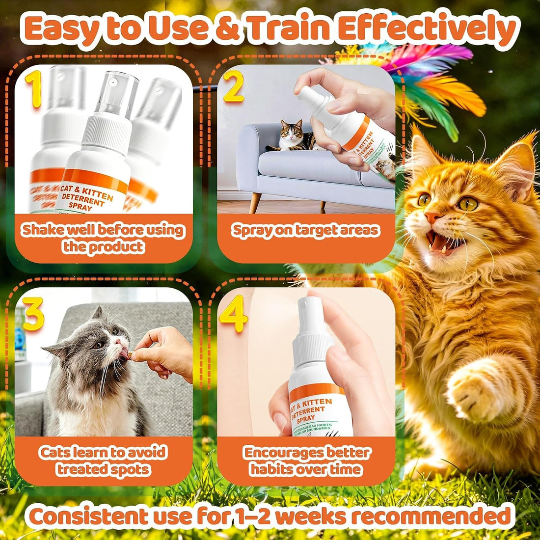 Cat Spray Deterrent, Cat Deterrent Spray for Furniture Protection