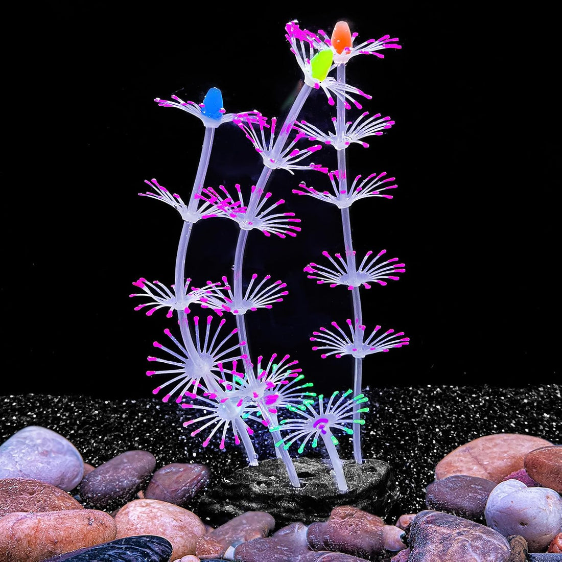Glow-in-the-Dark Silicone Coral Aquarium Decor Blue