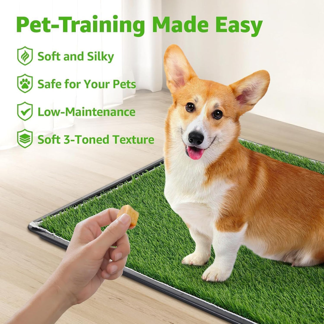 Grass Pad with Tray 20"x16", Dog Litter Box for Puppy Training