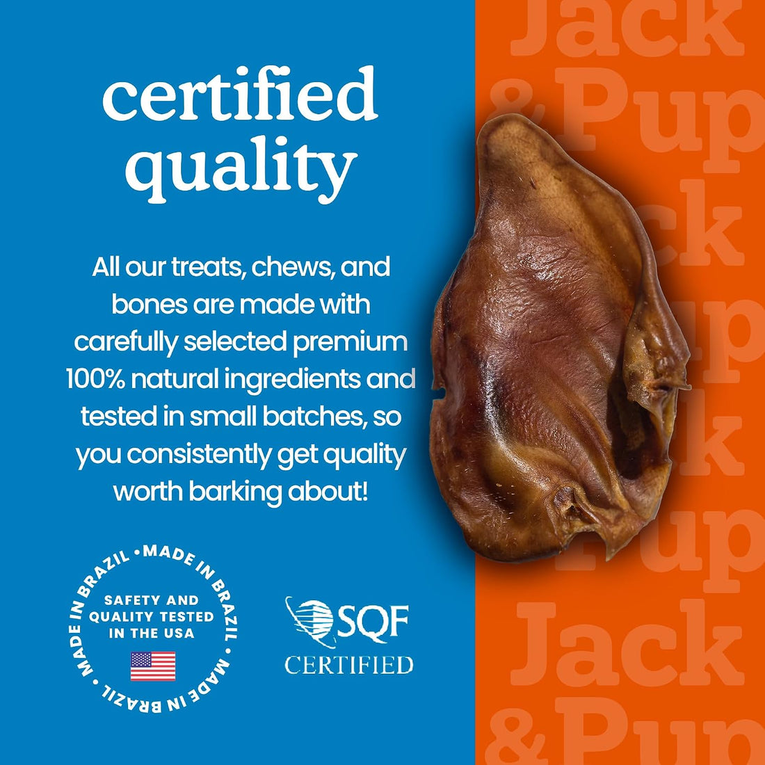 Jack&Pup Pig Ears for Dogs - All Natural Single Ingredient Extra