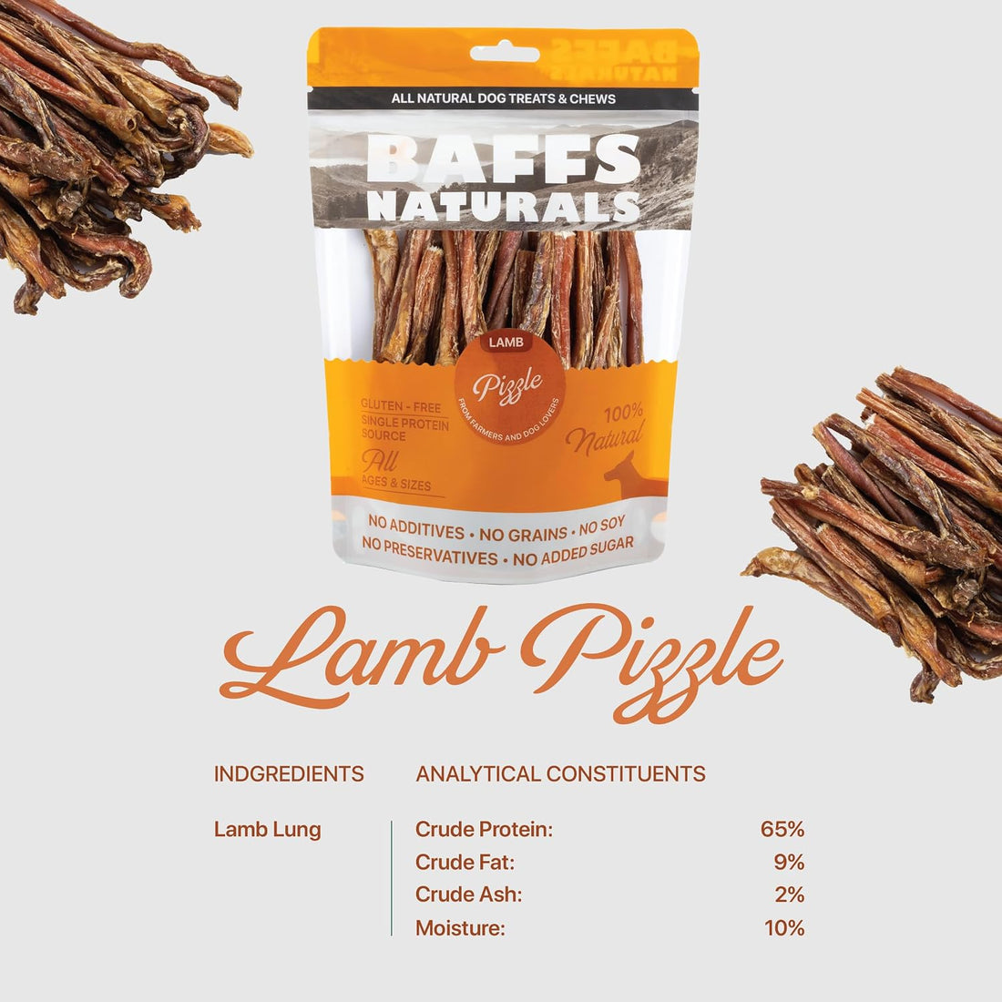 Lamb Pizzle Sticks for Dogs - 100% Natural Chews