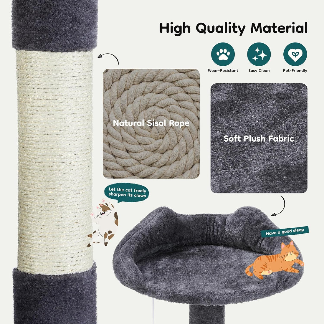 DUMOS 54 Inch Cat Tree Tower with Scratching Posts, Multi-Level