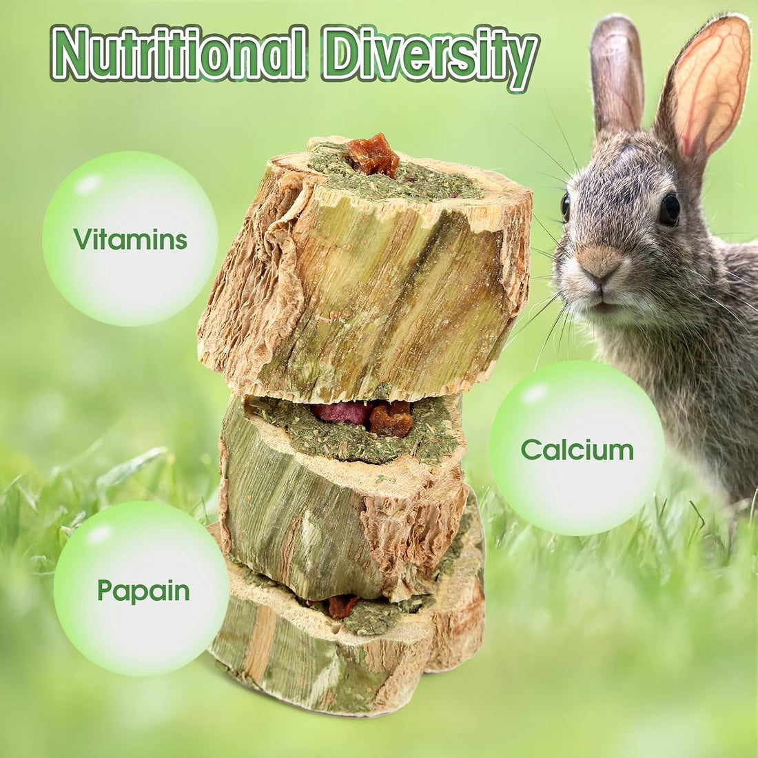 Abizoo Rabbit Chew Toys for Bunny Natural Papaya Wood Chew Treats