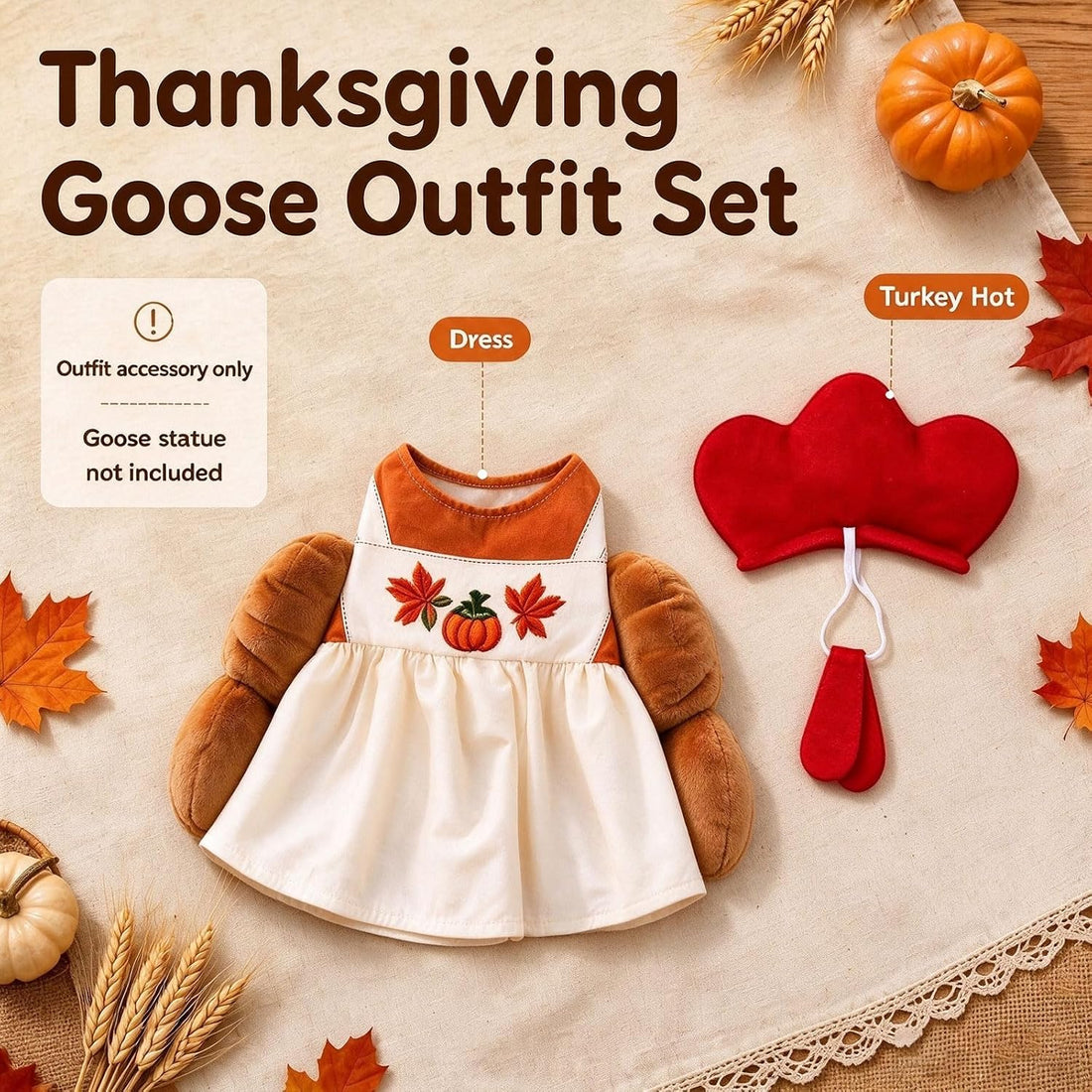 Turkey Porch Goose Outfit Fall Thanksgiving Costume for 23" Harvest