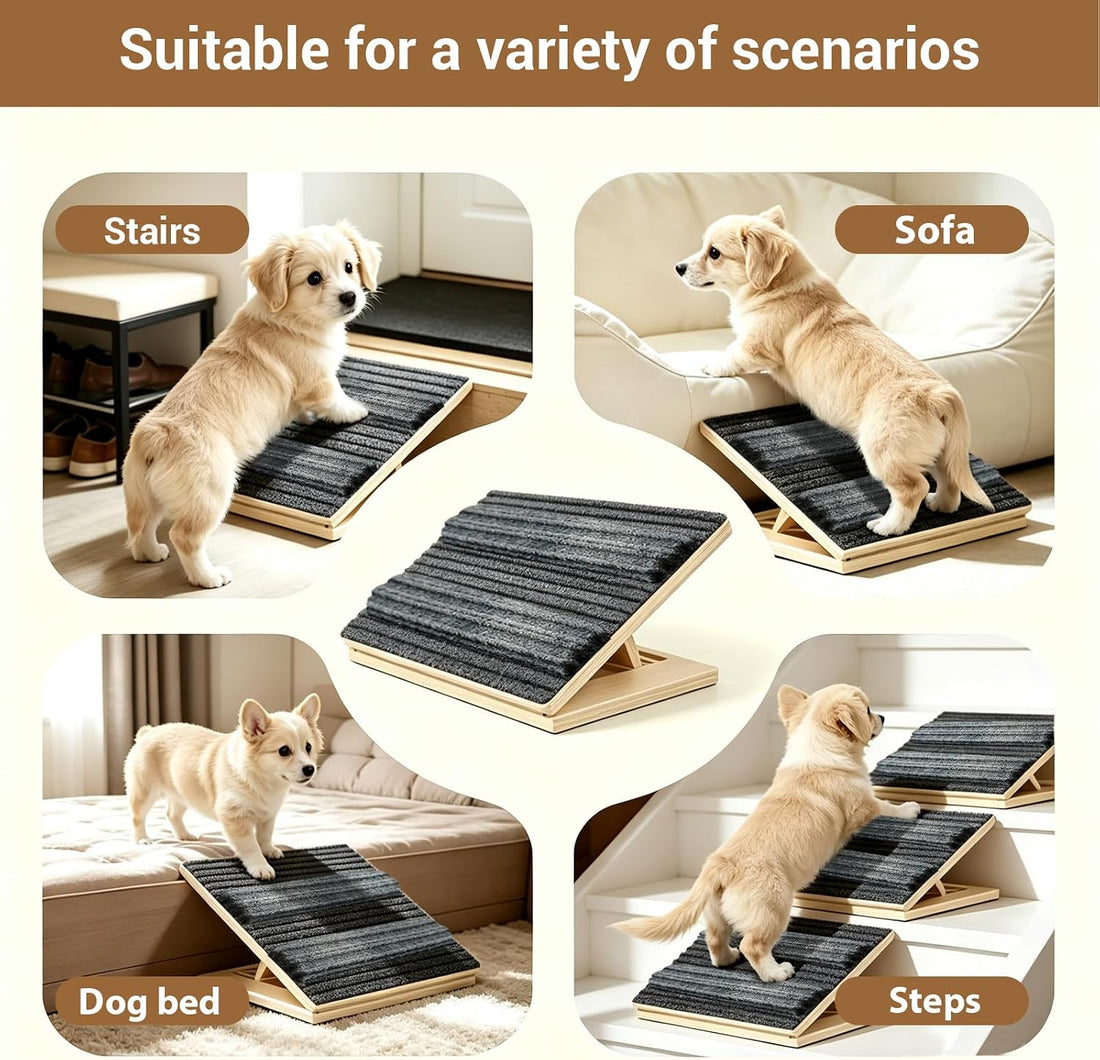Dog Stairs Ramp for Small & Medium Dogs 1 Pack,Wooden Non-Slip Pet