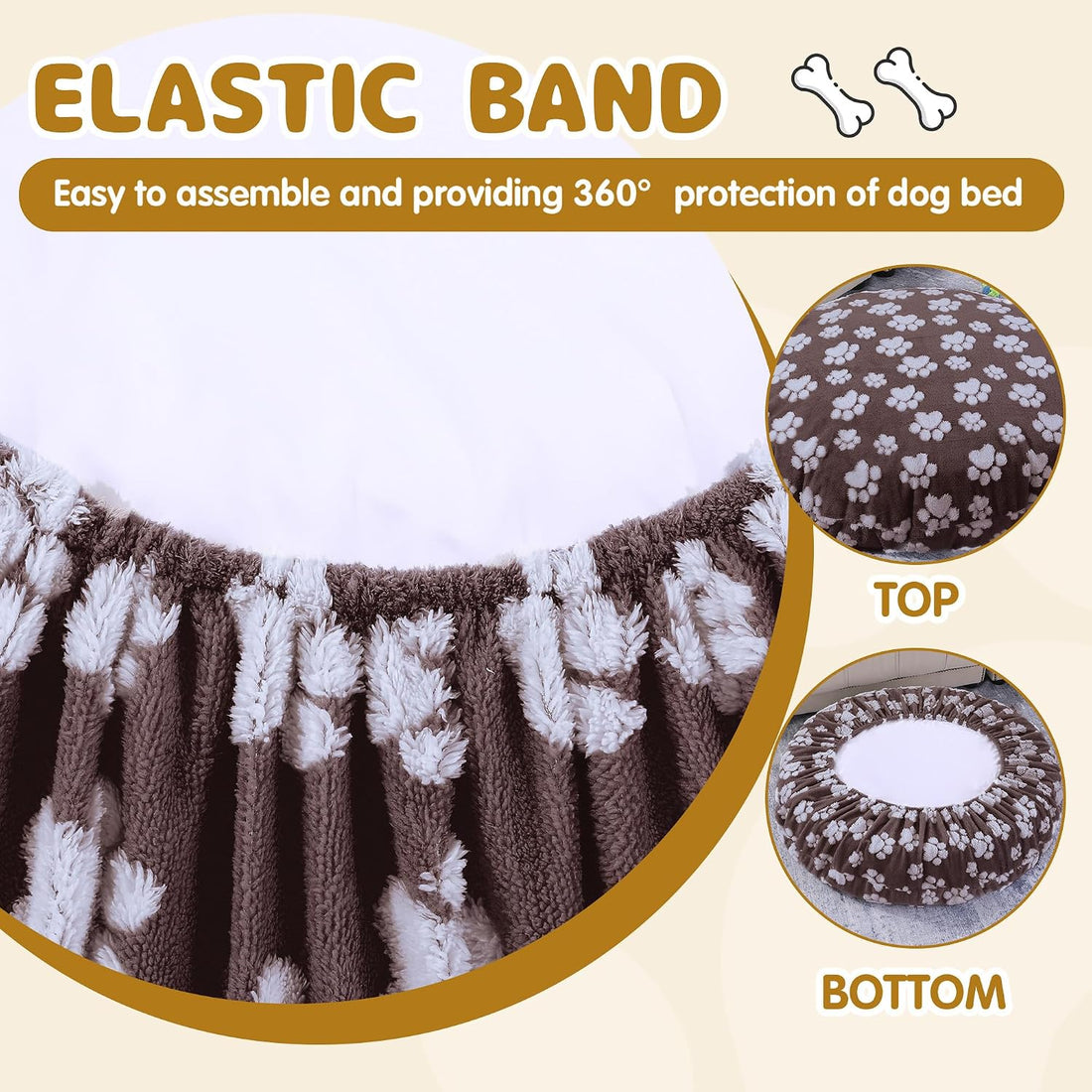 BALAPET Washable Dog Bed Covers Replacement Round Waterproof Bed