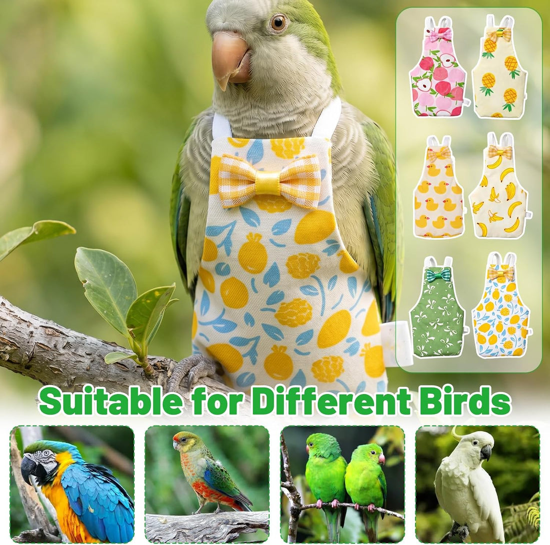 6Pcs Bird Diapers, Reusable Parrot Diapers with Adjustable Straps