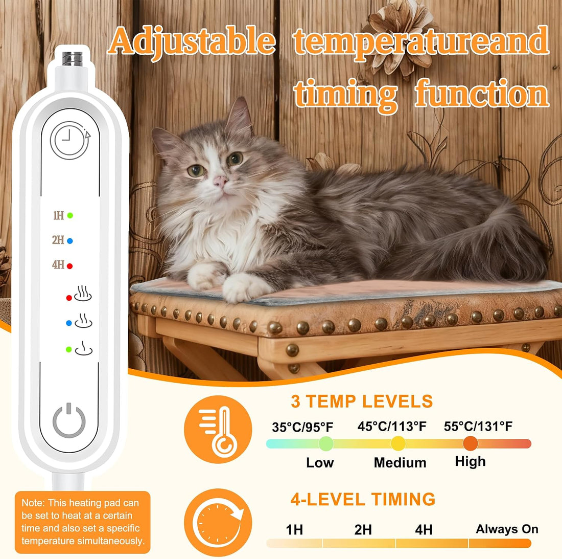 Texsens USB Powered Heated Pet Pad for Cats & Dogs, Portable Warmer