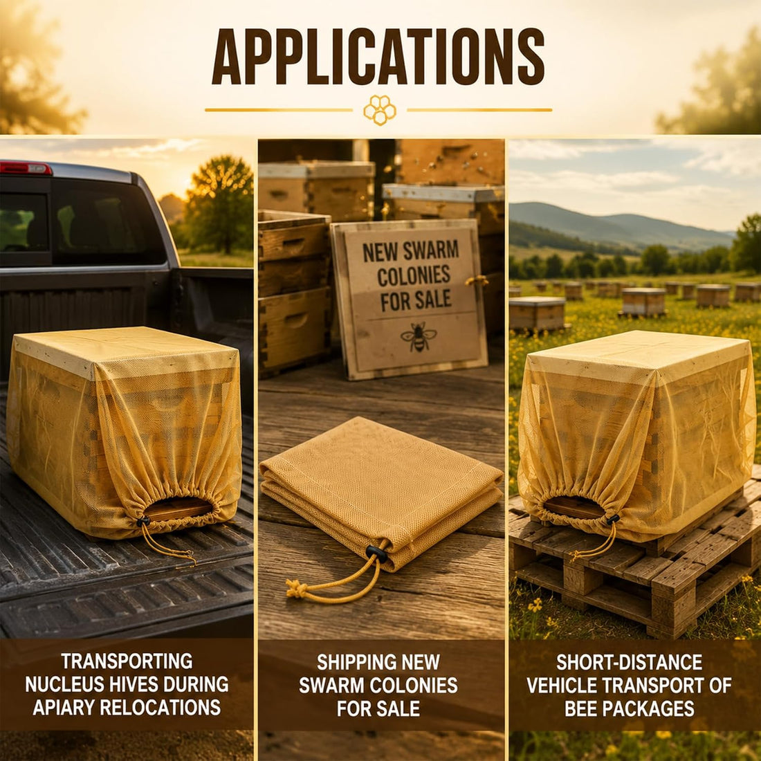 Beekeeping Nuc Hive Mesh Transport Bags,36x30in,2-Pack