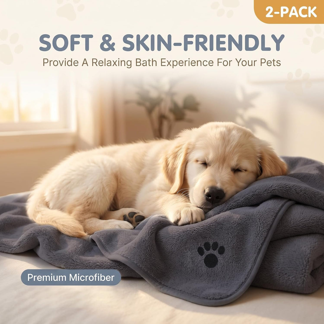 Microfiber Dog Towel-Super Absorbent,Lightweight & Portable(2Pack)