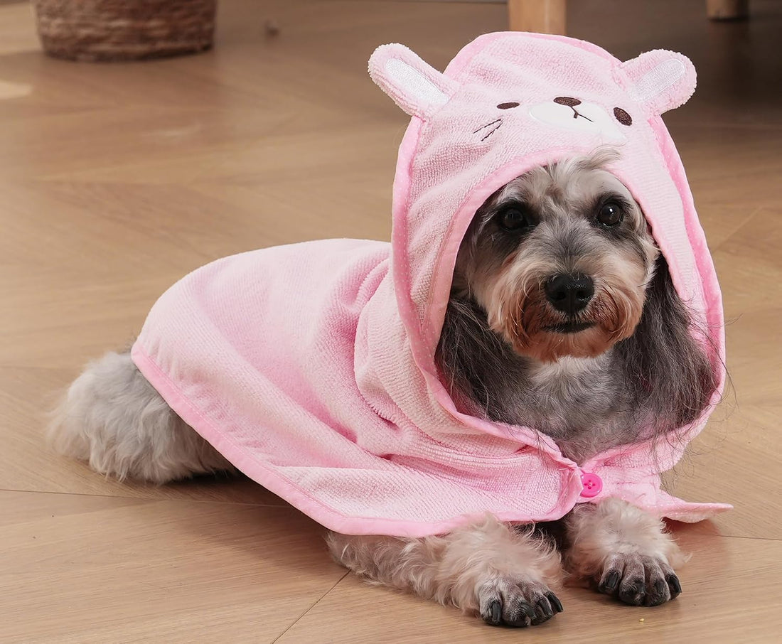 Dog Hooded Bathrobe Towel Fast Drying Absorbent Bath Warm Blanket
