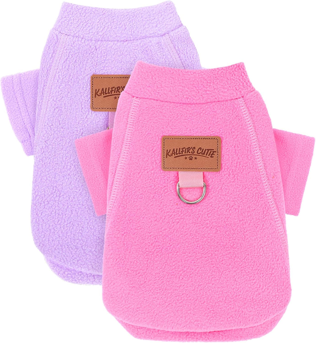 2 Pieces Dog Sweaters with Leash Ring Fleece Dog Winter Clothes